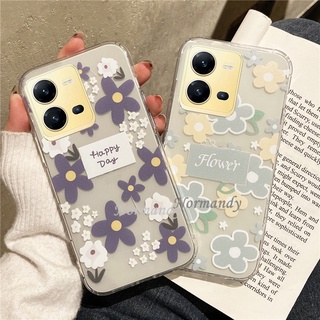 In Stock เคสโทรศัพท์ Girl Style Casing VIVO V25 V25e Y35 Y16 Y22S 5G 4G 2022 New Handphone Case Fashion Romantic Flowers Pattern Silicagel Soft Case Transparent Protection Cover เคส