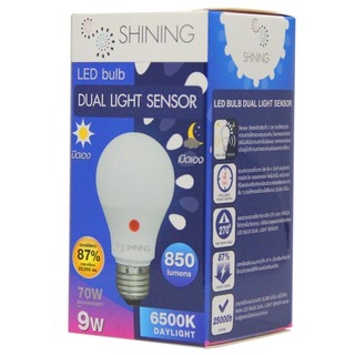 หลอดไฟเปิดเอง-ปิดเอง LED Shining Blub Light sensor 9 วัตต์ TOSHIBA A60 9W DL (เดย์ไลท์)