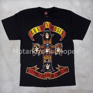 เสื้อยืดโอเวอร์ไซส์เสื้ิอยืดสีดำวง Guns &amp; Roses TDM 1219 HotandrockS-3XL