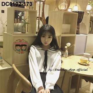 DC6102-173 เสื้อเชิ้ตแขนยาวคอปกกะลาสีเรือแต่งโบว์