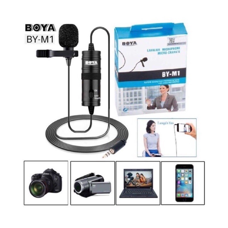 ไมค์ BOYA BY-M1 ติดเสื้อ สำหรับ smart phone,กล้อง DSLR , PC, audio recorder