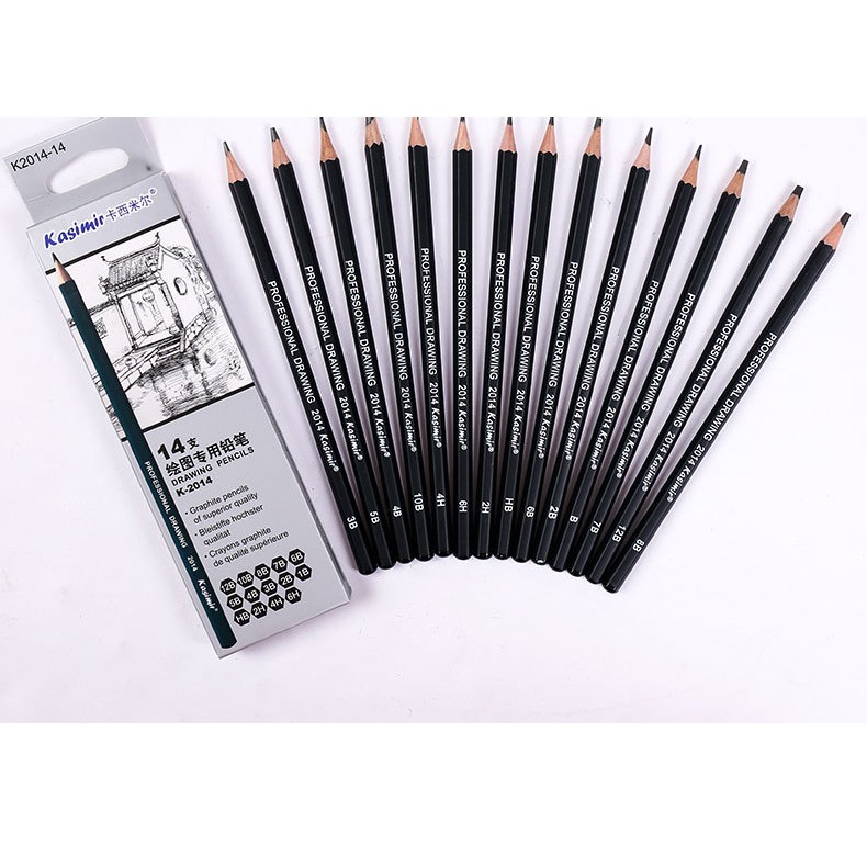 ดินสอสเก็ตช์ 6H 4H 2H HB 1B 2B 3B 4B 5B 6B 7B 8B 10B 12B
