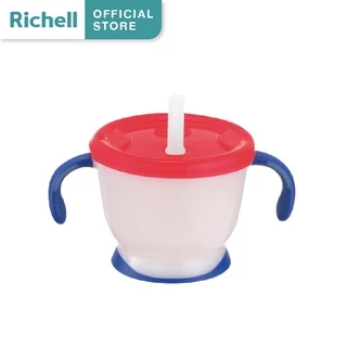 Richell(ริเชล) ถ้วยฝึกดูดมีปุ่มกดน้ำ หลอดกันสำลัก สำหรับน้องวัย6เดือน+ รุ่น AQULEA (150มล.)