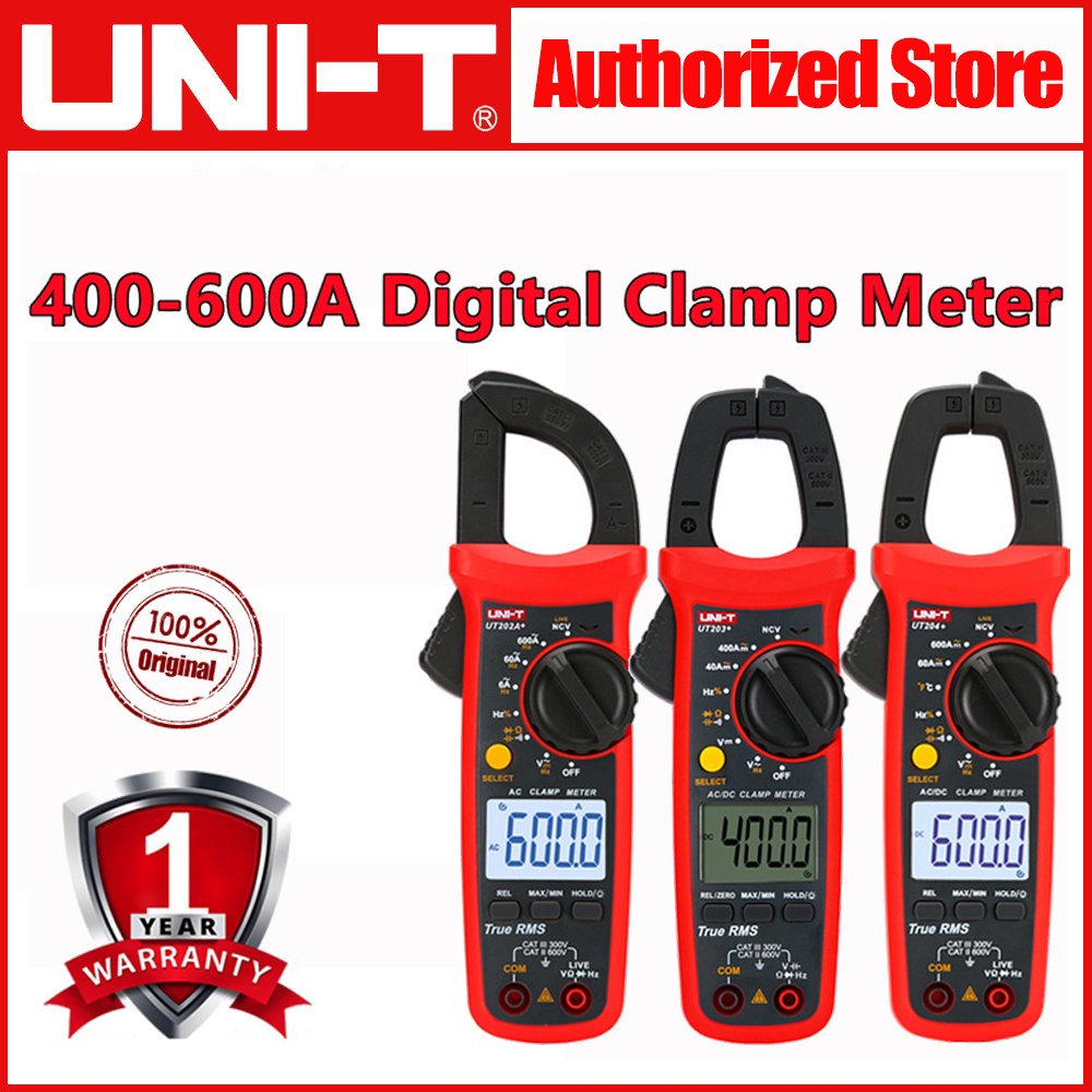 UNI-T UT201 + UT202A + UT203 + UT204 + 400-600A Digital Clamp Meter Voltage Current Mete