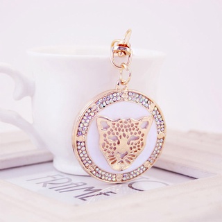 ⚡HA07⚡ Cute Creative Diamond Crafts Leopard Head Car Keychain Metal Pendant Handbags