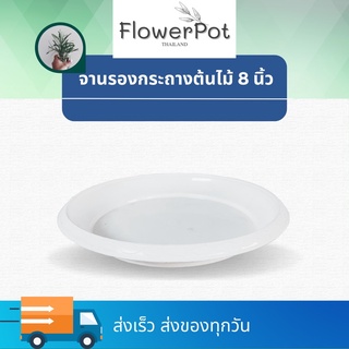 (จำนวน 1ใบ) จานรองกระถางต้นไม้ สีขาว ครีม 8 นิ้ว จานรองกระถาง พลาสติก สวย by agowise