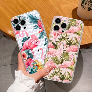 เคสโทรศัพท์มือถือแบบนิ่ม TPU ใส ลายฟลามิงโก้ สําหรับ IPhone 13 12 11 Pro ProMax 6 6s 7 8er 6Plus 7Plus 8Plus X XS XR XSmax SE2020 SE3 QMZT