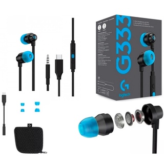 Logitech G333 Gaming Earphone HEADSET (IN-EAR) LOGITECH G333 GAMING พร้อมอะแดปเตอร์ Type C (BLACK)