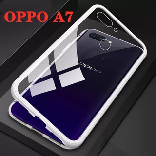 Case OPPO A7 เคส ออฟโป้ เคสแม่เหล็ก มีกระจกด้านหลังอย่างเดียว เคสประกบ360 Magnetic Case 360 degree ประกบ หน้า-หลัง