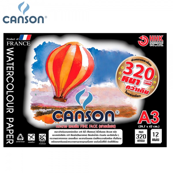 Canson สมุดวาดเขียน 320 แกรม ขนาด A3 (12 แผ่น) ผิวหยาบ 600323