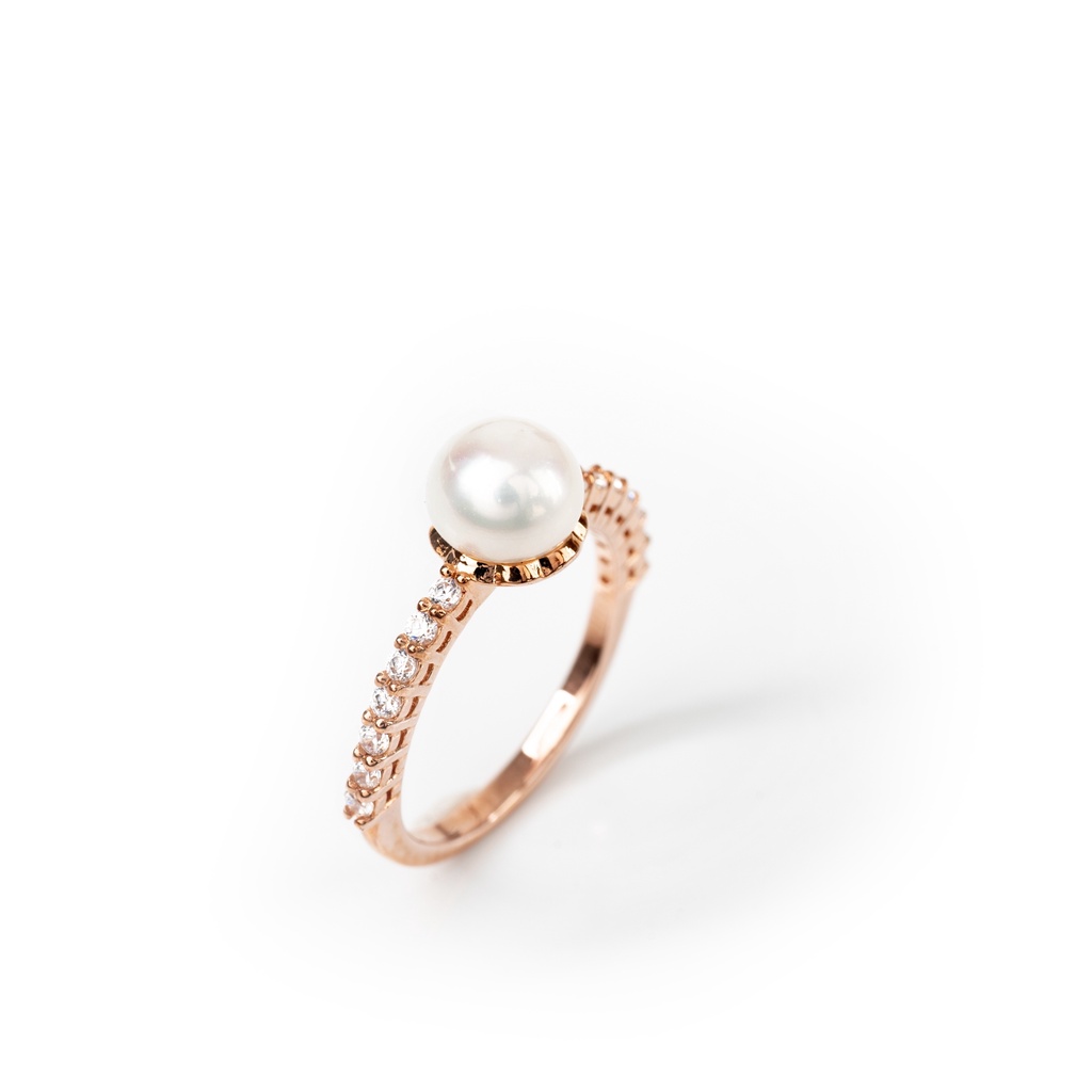 AR-Kang Collection/ AKR364 แหวนเงินแท้ ประดับ White Pearl , White Cz AAAAA(เงินแท้92.5%)