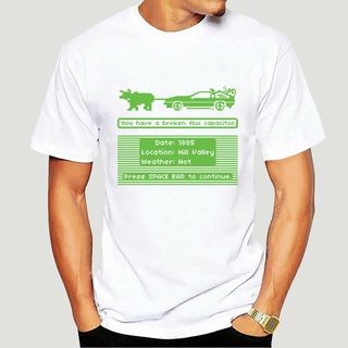 เสื้อยืดสีขาว - เสื้อยืดผ้าฝ้าย Oregon Trail Delorean กลับสู่อนาคตผู้ใหญ่ขนาดตลก Game-0038A เสื้อยื