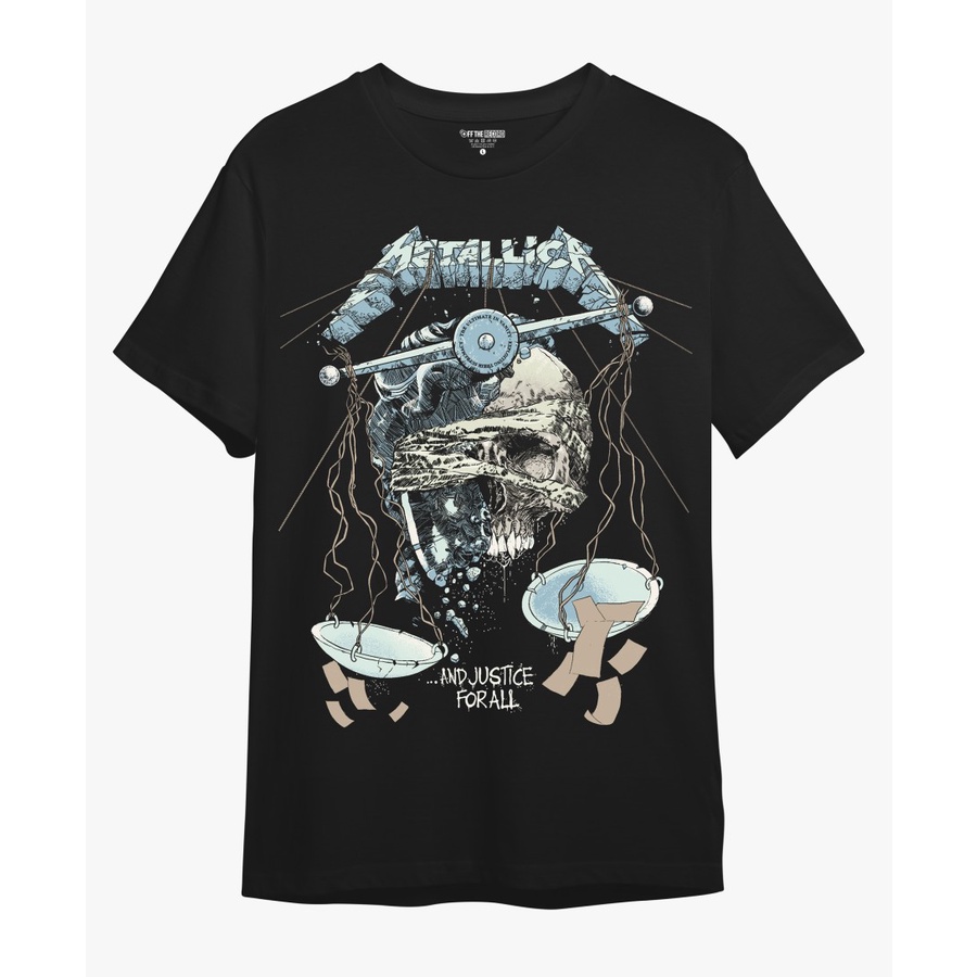 Hitam Metallica JUSTICE FOR ALL Black BAND เสื้อยืด