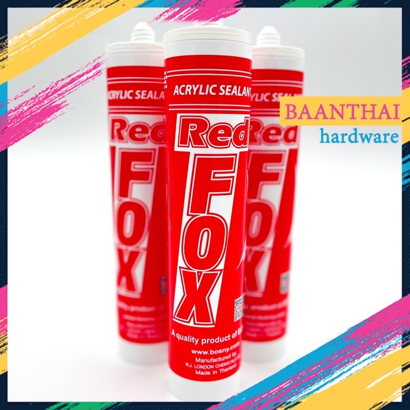 กาวอะคริลิค Redfox Acrylic Sealant  ยาแนว อุดรอยรั่ว กันน้ำ กาวกันรั่วซึม รอยร้าว เรดฟ๊อก สีขาว ดำ น้ำตาล