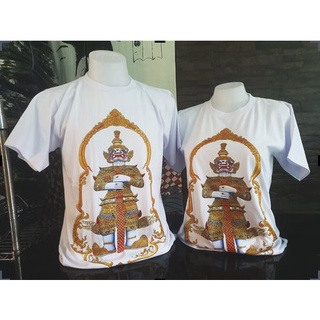 พร้อมส่ง  เสื้อยืด คอกลม ลายยักษ์ท้าวเวสสุวรรณ เสื้อยืด แฟชั่น เหมาะสำหรับวัยรุ่น เสื้อคอกลม สีขาว