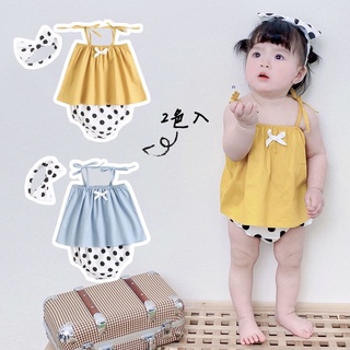 พร้อมส่งในไทย!!! เสื้อเด็ก เซทสุดคุ้ม เสื้อ+กางเกง ลายจุดสายเดี่ยวคุณหนู