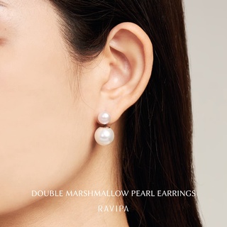 RAVIPA  - Double Pearl Earring - ต่างหูมุกน้ำจืดแท้