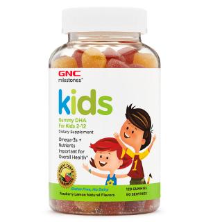 GNC Kid DHA Gummy 120 Capsules Provides Omega-3s + Nutrients America ให้สารอาหารโอเมก้า 3 DHA ฟัดจ์ สหรัฐอเมริกา เด็ก