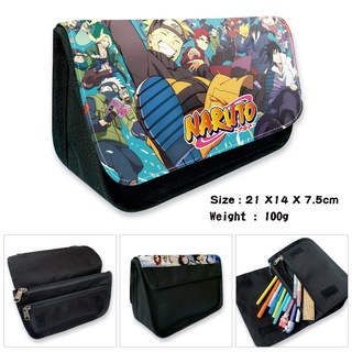 [พร้อมส่ง] กระเป๋าดินสอ แบบสองชั้น ลายการ์ตูนนารูโตะ Sasuke Velcro สําหรับเด็กนักเรียน