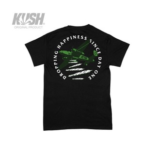 เสื้อยืดเด็กผช - KUSH Co. เสื้อยืด "ดรอปแฮปปี้ยีนส์" (สีดํา)S-5XL