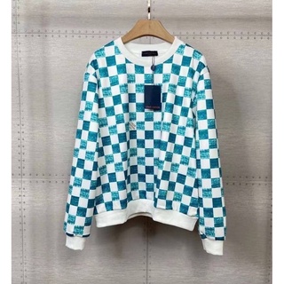 LOUIS VUITTON DAMIER PRINTED CREWNECK SWEATSHIRT เสื้อกันหนาวแขนยาว สเวตเตอร์ แบรนด์หลุยส์วิตตอง ลายตารางหมากรุก