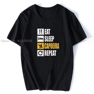 เสื้อยืดผ้าฝ้ายพิมพ์ลายขายดี เสื้อยืด ผ้าฝ้าย พิมพ์ลายกราฟฟิค Eat Sleep Capoeira Repeat สไตล์สตรีท แฟชั่นคลาสสิก สําหรับ