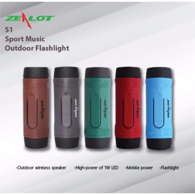 Zealot ลำโพงบลูทูธกันน้ำ+ไฟฉายและpowerbank ในตัว รับประกันศูนย์ไทย6เดือน