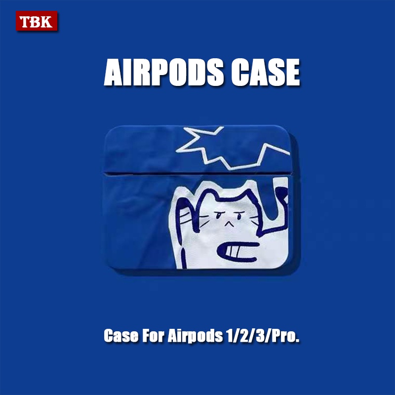 เคส airpods pro 3 case ไคลน์ บลู การ์ตูนแมวตลก เคสแอร์พอร์ต ไม่จางหาย เคส airpod pro 3 case เคส airp
