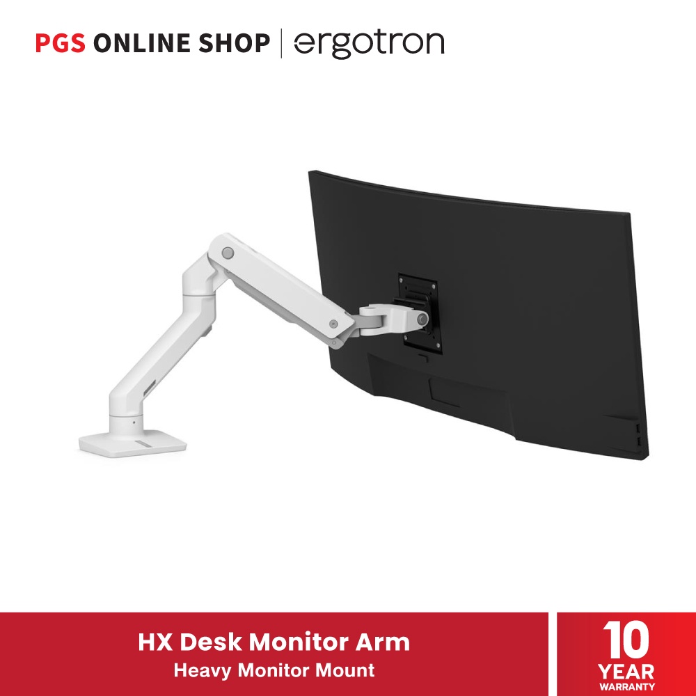 Ergotron แขนจับจอแบบตั้งโต๊ะรุ่น HX Desk Mount Monitor Arm (45-475-216) สีขาว