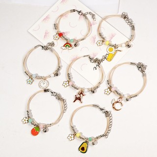 Gelang Tsania Karakter Lucu Fashion Bracelet Korea Daisy Couple Sahabat Manik Tali Wanita Braided Friendship Adjustable Aksesoris Motif Persahabat Alloy Colourfull