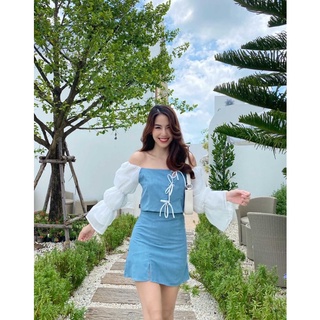 Lapin buble set (crop+skirt) 🐰 Lapin bubble crop cute พร้อมส่ง