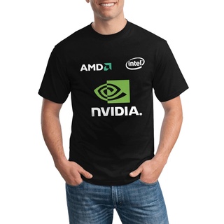 เสื้อยืด พิมพ์ลาย Intel Amd Nvidia เหมาะกับฤดูร้อน สําหรับผู้ชาย