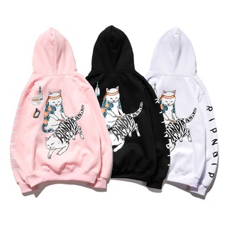 sportlife ripndip Middle finger cat surfing alien pattern hoodies