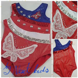 Next Kidsชุดยิมนาสติก สีแดง ไซส์ 4 สำหรับ 90-100ซม Girl Leotard Gymnastics (Size 4 for 3 years): Red