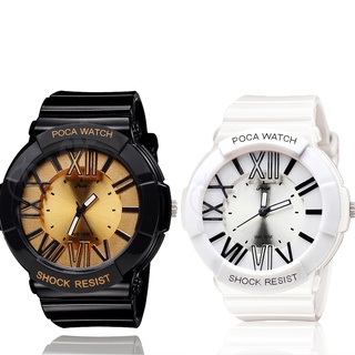 Poca Watch S SPORT นาฬิกาข้อมือ ดิจิตอล สายยาง ผู้ชาย ผู้หญิง กันน้ำได้ Po LadySw-GP92GB(Gold/Black) แถม กล่อง PocaBox
