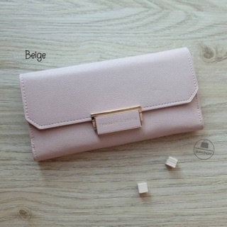 Charles &amp; Keith Push-Lock Long Wallet สี beige