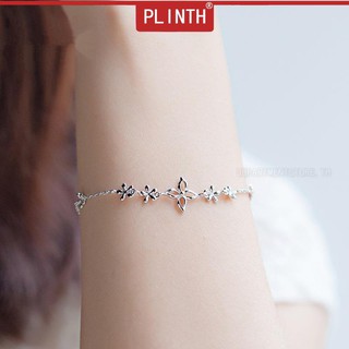 PLINTH สร้อยข้อมือเงินแท้ 925 Lucky Clover Fashion Day1759