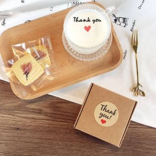 ขั้นต่ำ2แผ่น สติ๊กเกอร์ ขอบคุณ กระดาษคราฟท์ Craft Thank you Sticker Handmade paper Package สติกเกอร์ ของขวัญ การ์ด