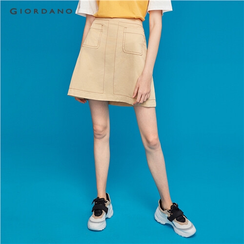 GIORDANO WOMEN Elastic waistband slant pockets skirt 93467608