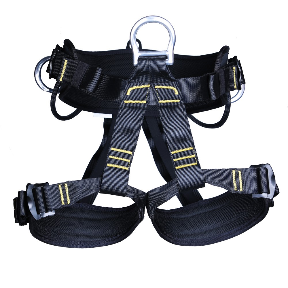 Rappelling Fall Protection Climbing Harness Safety Rope Adjustable w/ Buckle