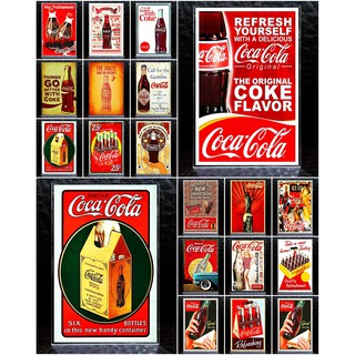 แม่เหล็กติดตู้เย็น อะครีลิค น้ำอัดลม Coca Cola Vintage ขนาด 2 × 3 นิ้ว Pop soda Retro Art C {มีอีกหลายประเทศ หลายแบบ}