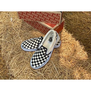 Vans Checkerboard Slip On ตารางสีขาว/ครีม (พร้อมกล่อง) ✅จ่ายเงินปลายทางได้