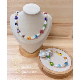 โชคเกอร์ หอย 🐚🌴🌺🌈🌊 สร้อยหินน่ารัก necklace chokers สร้อยลูกปัด อมยิ้ม Bohimian สร้อยหอย สร้อยมุก ดาราใส่