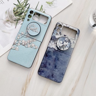 เคสโทรศัพท์กาแล็กซี่ Z Flip 4 3 5G SoftGlitter Flower Series เคสป้องกันด้านหลัง แบบเต็มรูปแบบ