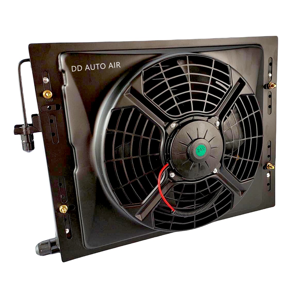 แผงแอร์ 14 x 18 นิ้ว หนา 44 มม. พร้อมพัดลมเดี่ยว 10 นิ้ว 24V หัวเตเปอร์ #แผงคอนเดนเซอร์ #รังผึ้งแอร์ #คอยล์ร้อน - รูปที่ 2