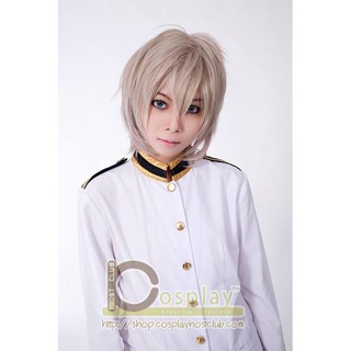 วิกผมสั้นซอยวอลุ่มสีเบจ Cosplay Ash gold Wig 30CM