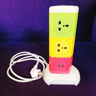 ปลั๊กพ่วงแบบตั้ง Tower ปรับหมุนได้ มี 5 ปลั๊กไฟและ 2 ช่องต่อชาร์จ USB (สินค้ามีสองสภาพดีพร้อมใช้งาน)