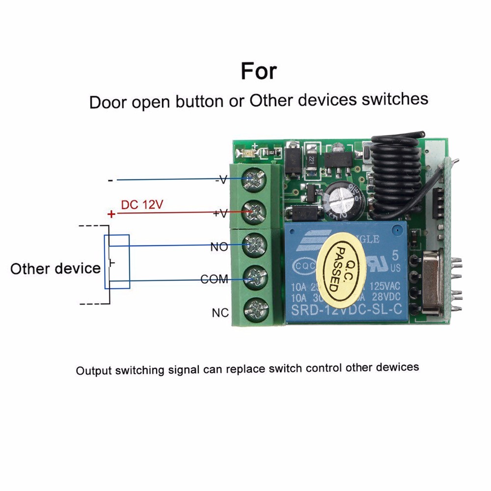 DC 12V 1 CH รีเลย์โมดูล 433Mhz RF รูปที่ 6