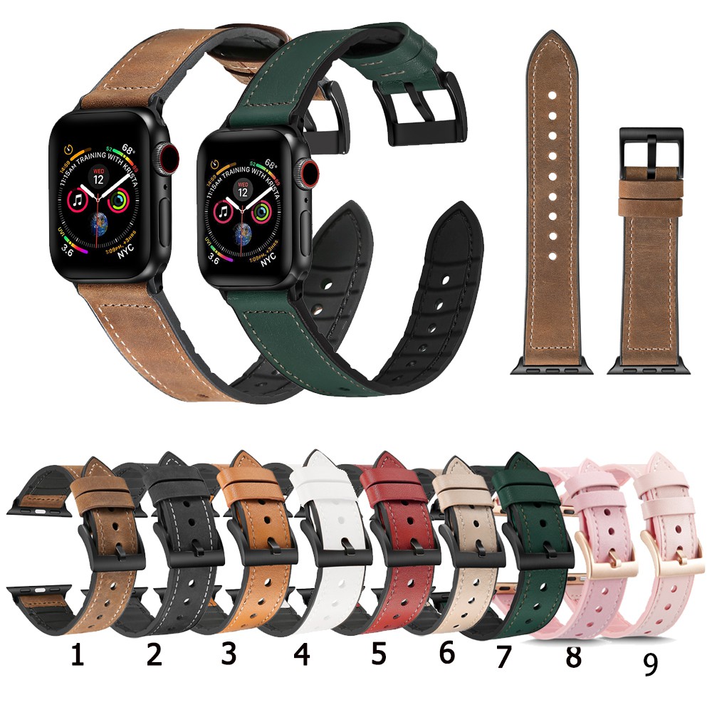 สายนาฬิกาข้อมือซิลิโคน หนังแท้ สําหรับ Apple Watch Ultra 2 49 มม. series 9 8 7 6 5 4 3 2 1 iWatch Ultra 45 มม. 41 มม. 44 มม. 40 มม. 42 มม. 38 มม.