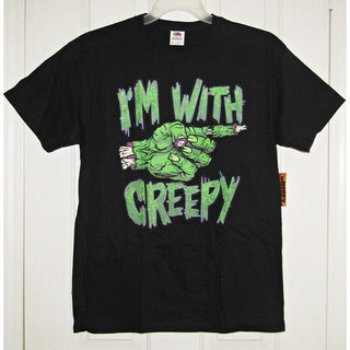 เสื้อยืด ผ้าฝ้าย พิมพ์ลาย IM With Creepy แฟชั่นคู่รัก สไตล์วินเทจS-5XL